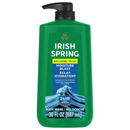 Irish Spring Body Wash for Men, Moisture Blast Body Wash Pump, 30 Oz