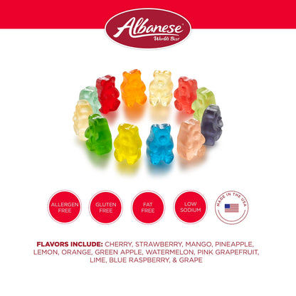 (6 pack) Albanese World’s Best 12 Flavor Gummi Bears, 7.5oz Regular Size, Gluten Free