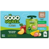 GoGo squeeZ No Sugar Added Apple Peach Gimme 5 Applesauce Variety Pouches, 3.2 oz (16 Pack)