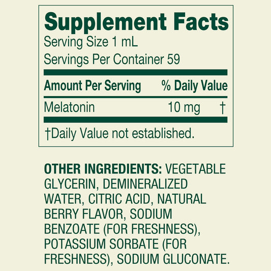 Spring Valley Liquid Melatonin Sleep Support Dietary Supplement, 10 mg, 2 fl oz
