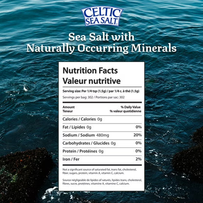 Celtic Sea Salt Light Grey Sea Salt Resealable Bag Kosher Certified 16 oz
