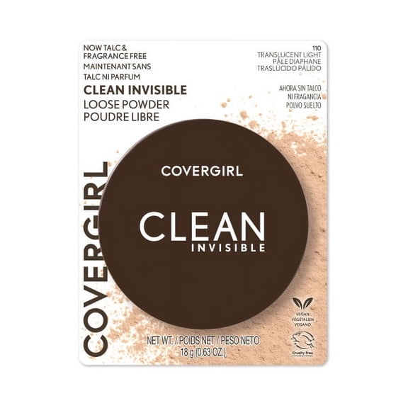 COVERGIRL Clean Invisible Loose Powder, Translucent Light, 0.63 oz - Talc & Fragrance-Free