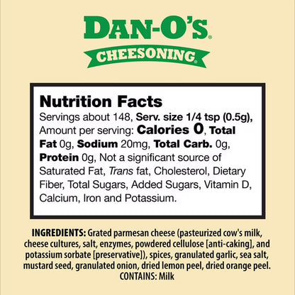 Dan-O's Cheesoning Seasoning - All-Purpose - Parmesan, Italian, Pasta Seasoning - Small bottle (2.6 oz)