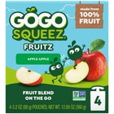 GoGo squeeZ No Sugar Added Apple Applesauce & Fruit Puree Pouches, 3.2 oz (4 Pack)