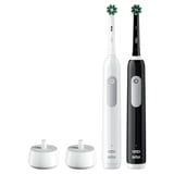 Oral-B Toothbrush, Pro 1000 CrossAction Rechargeable Electric Toothbrush Pack, Black and White, 2 Count