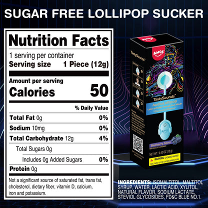 Amos Lollipops Candy TastySounds Music Lollipop Natural Blueberry Gifts for Party