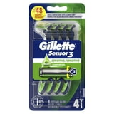 Gillette Sensor 3 Sensitive Men 3 Blade Disposable Razor,4 count