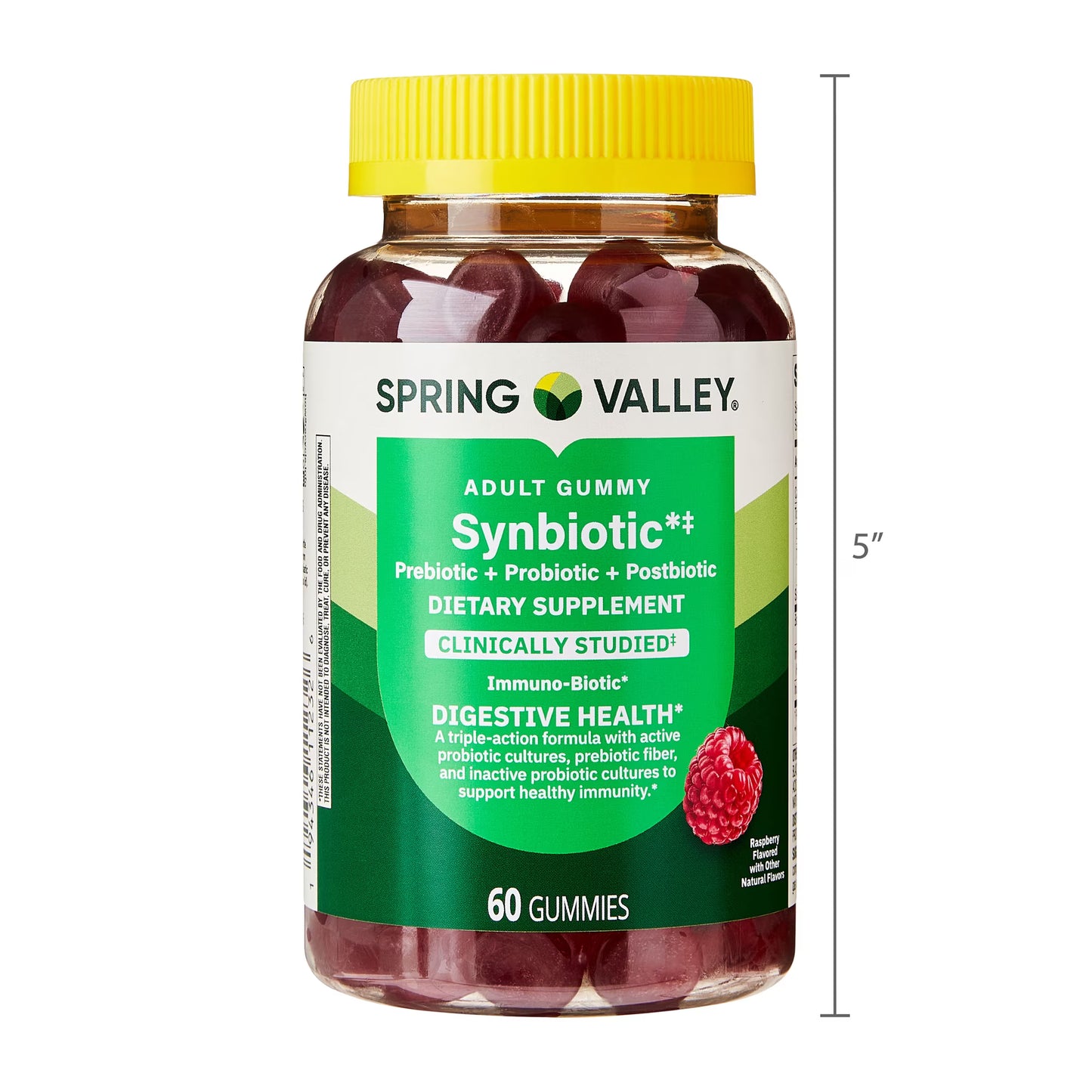 Spring Valley Synbiotic Vegetarian Gummies for Digestive Health, Raspberry Flavor, 60 Count