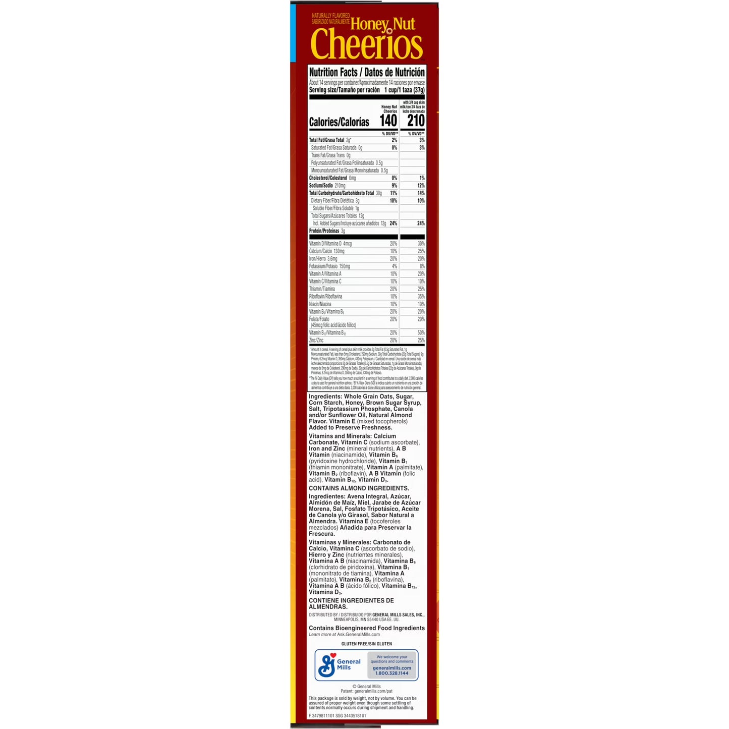 Honey Nut Cheerios, Heart Healthy Gluten Free Breakfast Cereal, Family Size, 18.8 oz