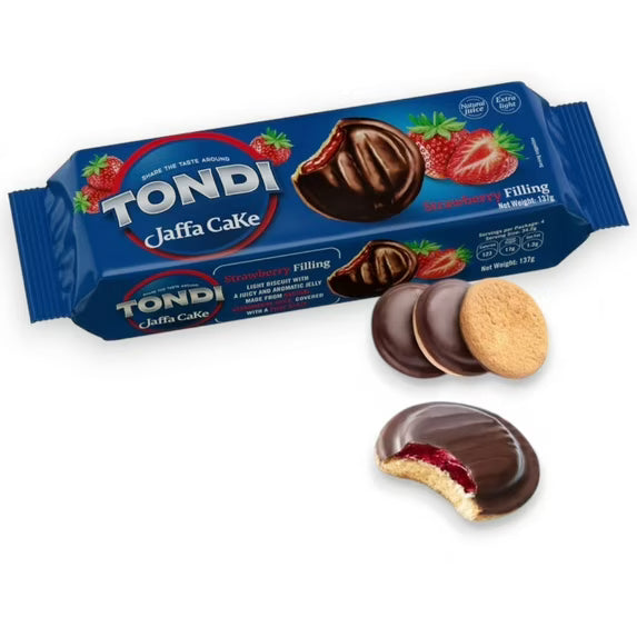 Tondi Variety 6 Pack European Biscuits, Jaffa Cakes 2 Orange Filling, 2 Strawberry Filling and 2 Cherry Filling 137g/each