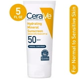 (2 pack) CeraVe Hydrating Mineral Sunscreen SPF 50 for Sensitive Skin, Kids & Adults Body Lotion 5 fl oz