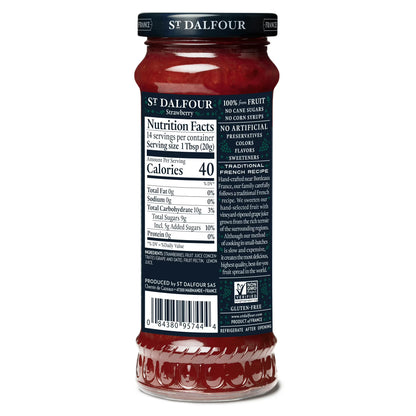 St. Dalfour Strawberry Fruit Spread, 100% from Fruit, Vegan & Gluten Free, 10 oz Jar