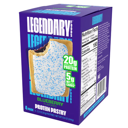 Legendary Foods Blueberry Protein Pastry, 20g Protein, 4 Pack, Keto Friendly, Gluten Free