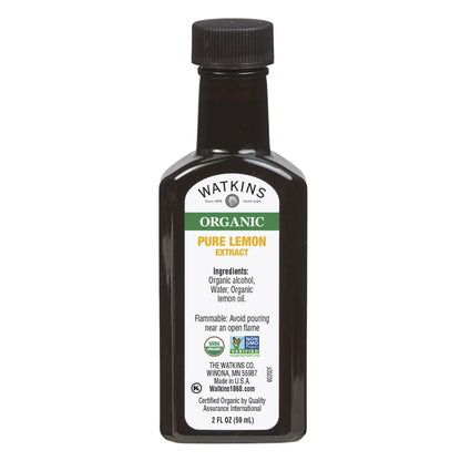 Watkins Organic Pure Lemon Extract, 2 oz (Shelf Stable/Ambient, Plastic Container)