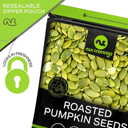 Nut Cravings Roasted & Unsalted Pumpkin Seeds, Pepitas, No Shell (32oz - 2 lbs)