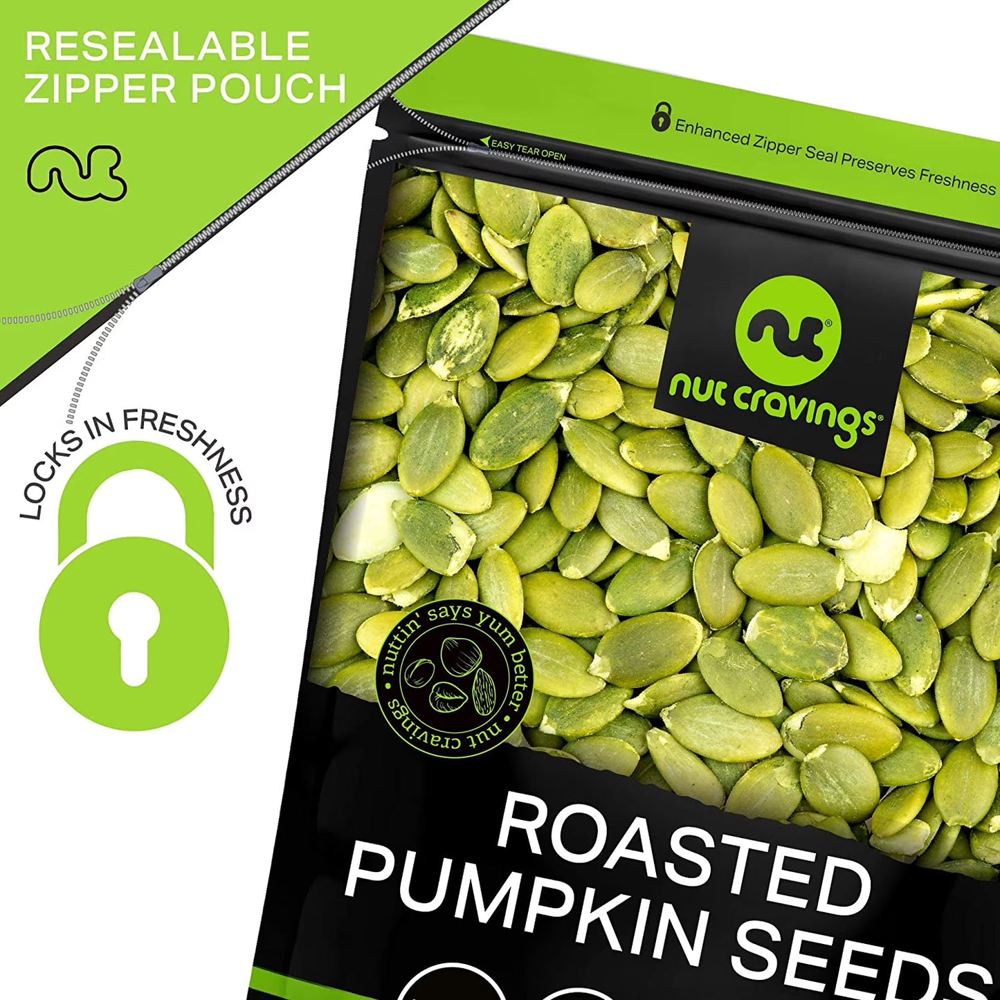 Nut Cravings Roasted & Unsalted Pumpkin Seeds, Pepitas, No Shell (48oz - 3 lbs)