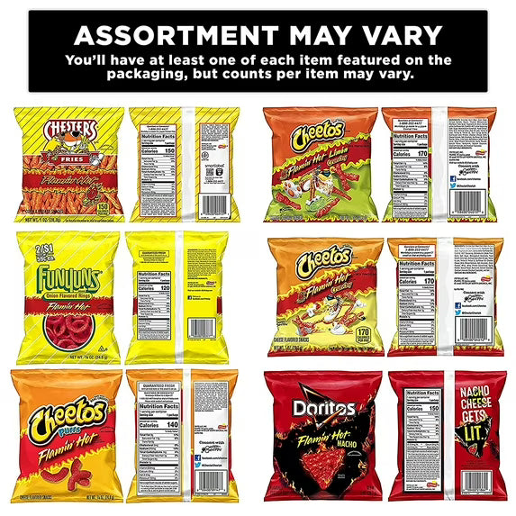 Frito-Lay Flamin' Hot Flavor Variety Pack Snack Chips, 40 Count Multipack