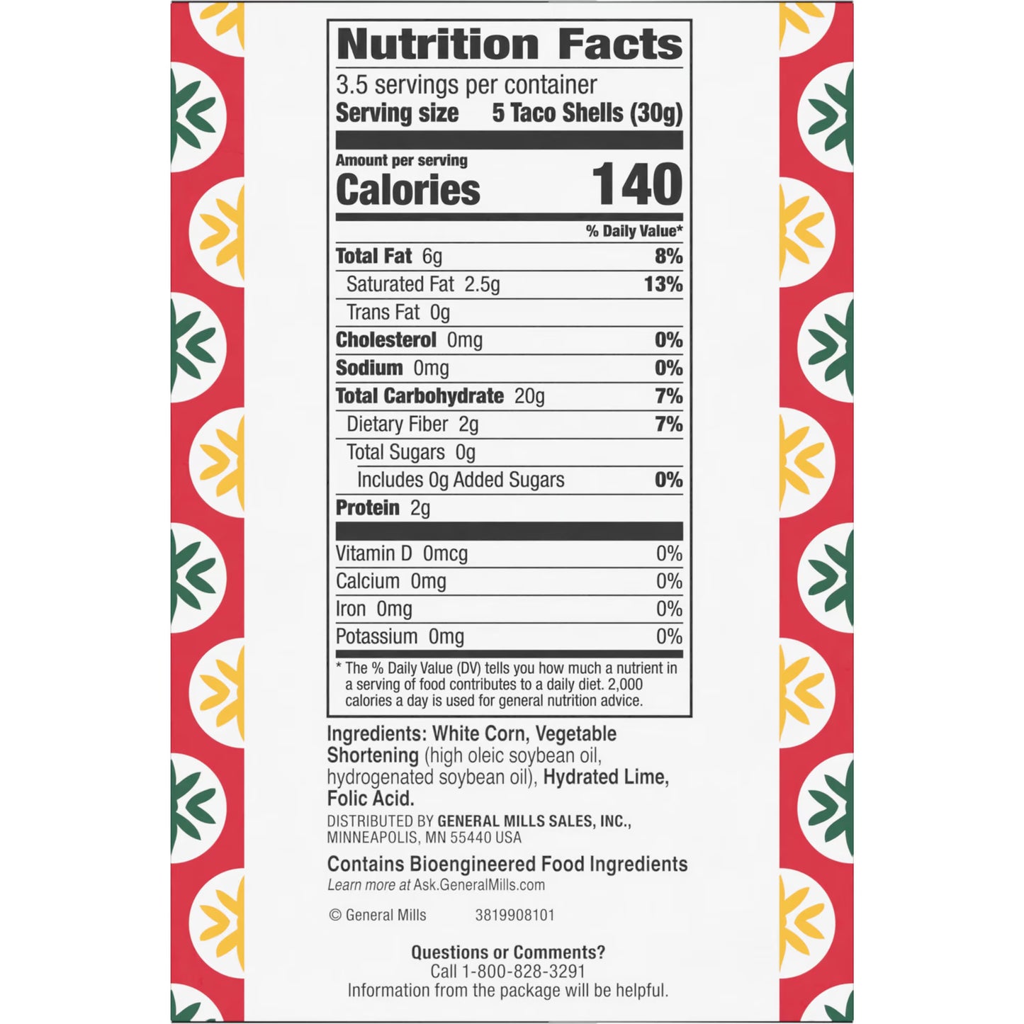 La Tiara Authentic Mexican Yellow Corn Taco Shells, Meal Prep, 18 Count, 3.8 oz