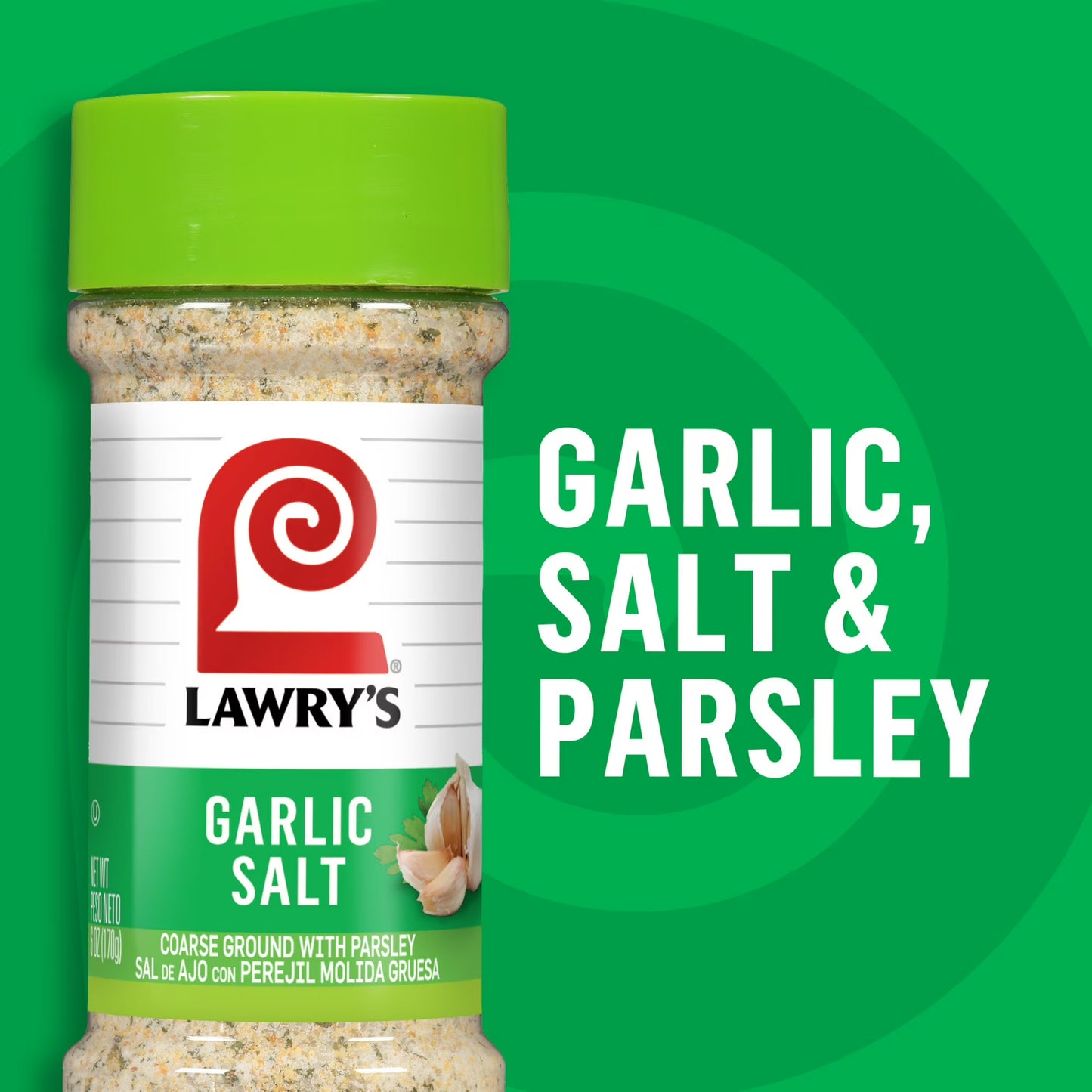 Lawry's Kosher Coarse Ground With Parsley Garlic Salt, 6.0 oz Bottle