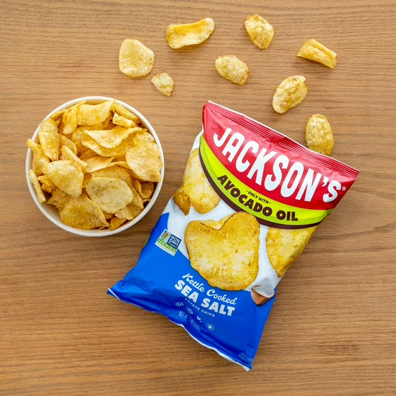 Jackson’s Classic Potato Kettle Chips with Sea Salt, Avocado Oil, Free of Top 9 Allergens, 5 oz