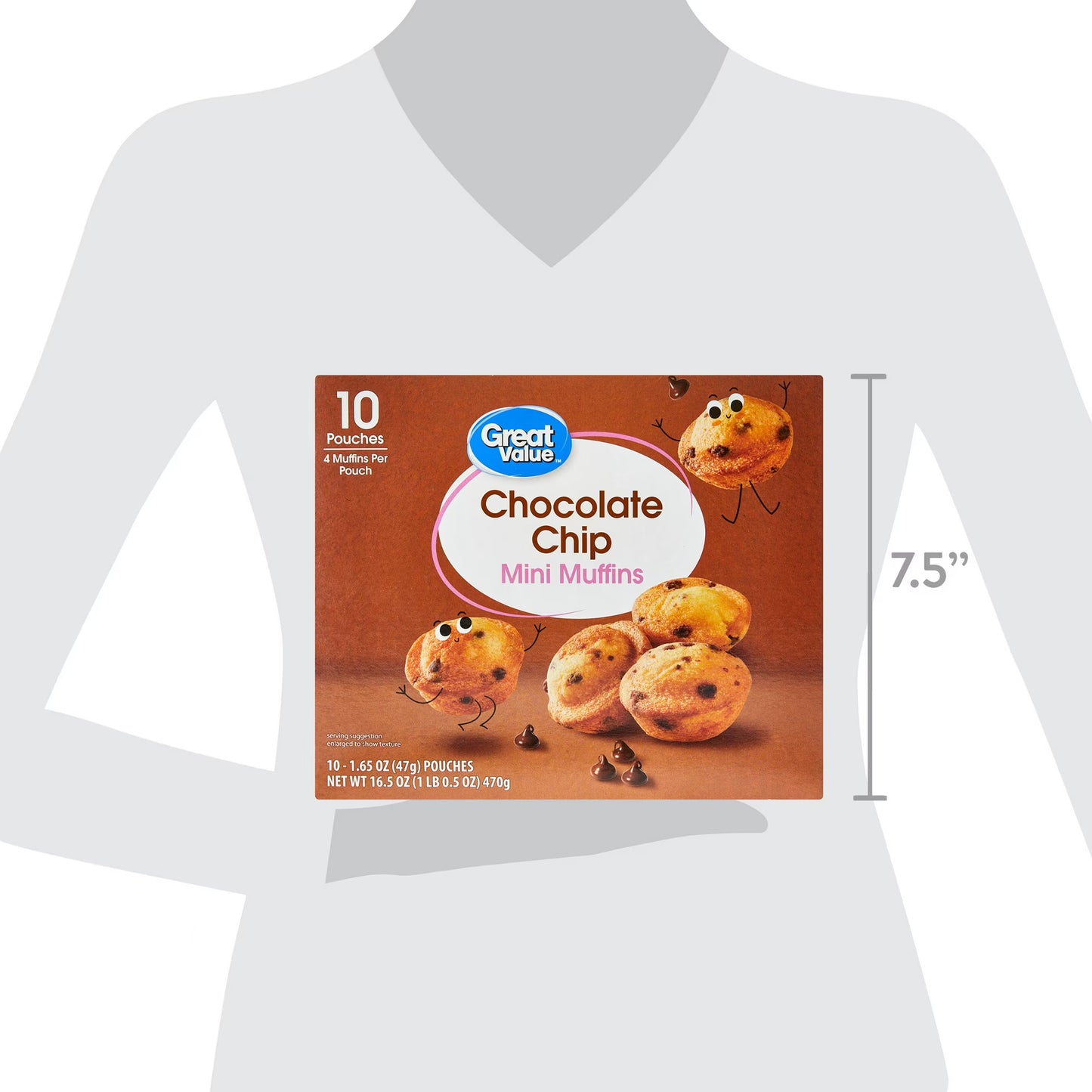 Great Value Chocolate Chip Mini Muffins, 16.5 oz, 10 count