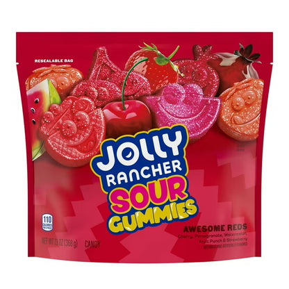 Jolly Rancher Sour Gummies Awesome Reds Assorted Fruit Flavored Candy, Bag 13 oz