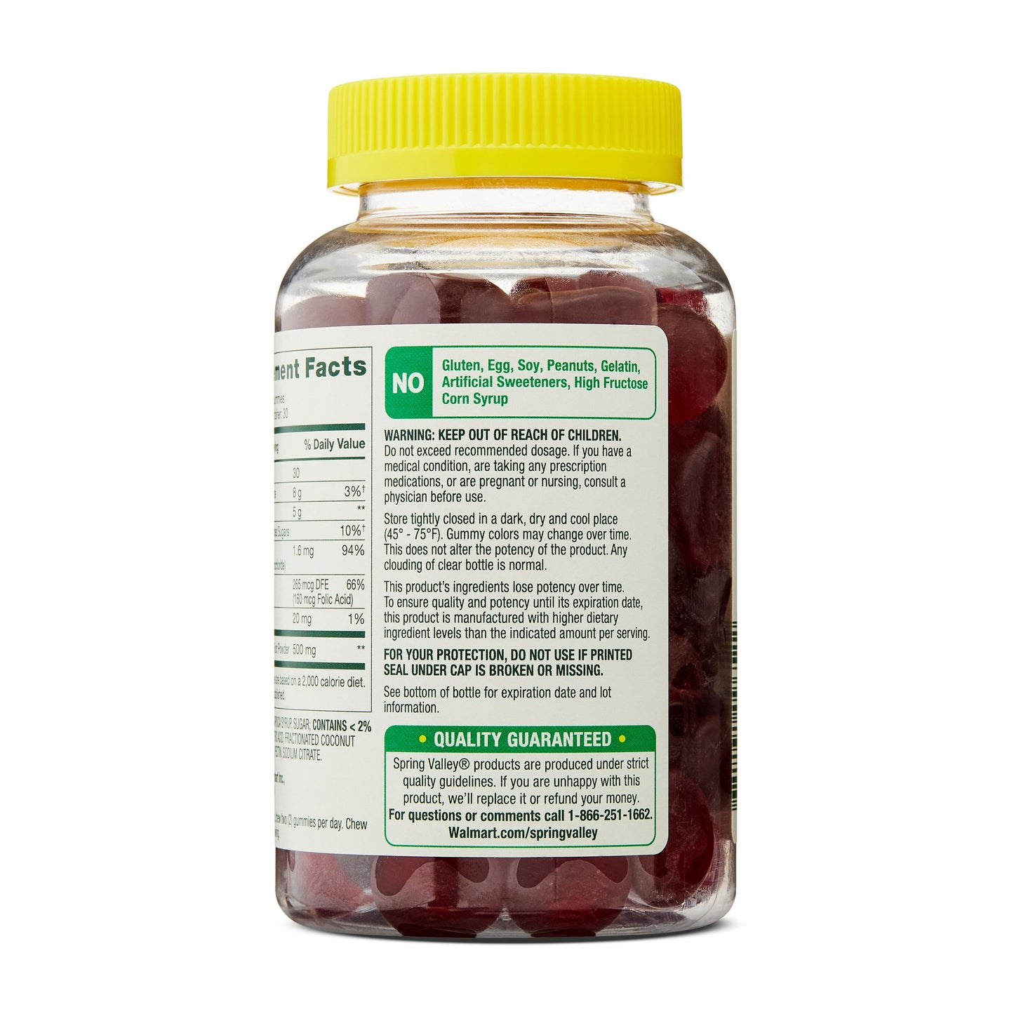 Spring Valley Beet Root Heart Health Dietary Supplement Gummies, Cherry, 500 mg, 60 Count