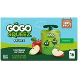 GoGo squeeZ No Sugar Added Apple Applesauce & Fruit Puree Pouches, 3.2 oz (16 Pack)
