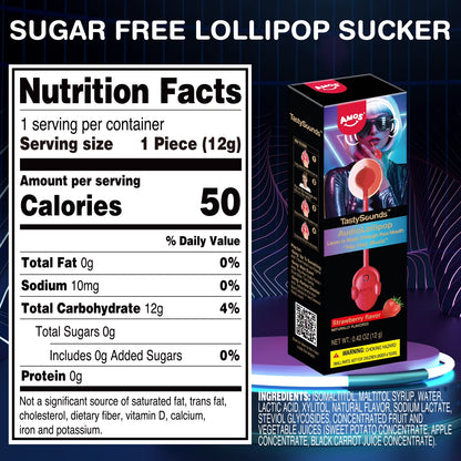 AMOS Music Lollipop Strawberry Audio Suckers, Fat Free Creative Gift Heart Shape Candy