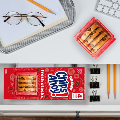 CHIPS AHOY! Fresh Stacks Chewy Fudgy Chocolate Chip Cookies, 8.66 oz (4 Multi Snack Packs)