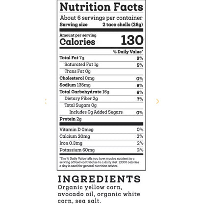 Siete Foods Gluten Free Maíz Corn Taco Shells 5.5 oz, 12ct