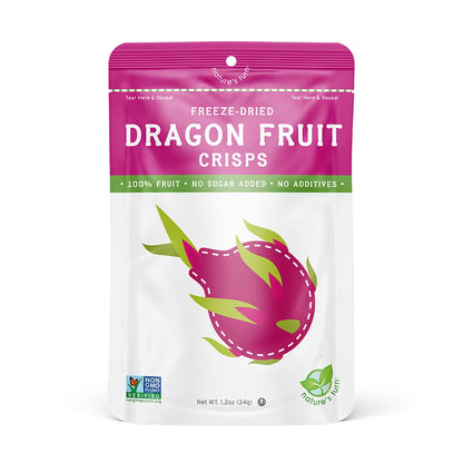 Nature’s Turn Freeze-Dried Dragon Fruit Crisps, No Added Sugar, Healthy Natural Fruit Crisp Snack for School Lunches, 2 Pack (1.2 oz Each)
