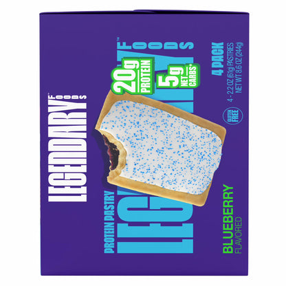 Legendary Foods Blueberry Protein Pastry, 20g Protein, 4 Pack, Keto Friendly, Gluten Free