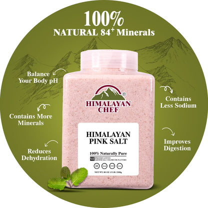 Himalayan Chef Himalayan Pink Salt Fine Grain, Plastic Jar-5 lbs