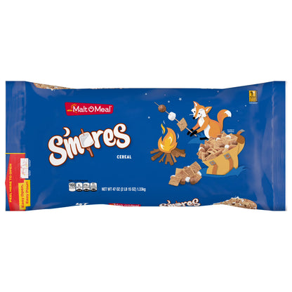 Malt-O-Meal S'mores Breakfast Cereal, Graham, Chocolate & Marshmallow, 47 oz Bag