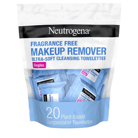 (3 pack) Neutrogena Makeup Remover Face Wipes, Single Facial Cleansing Wipes, 20 Count
