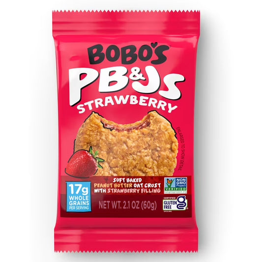 Bobo's PB&Js, Peanut Butter Oat Crust With Strawberry Filling, 5 Pack of 2.1oz oat snacks