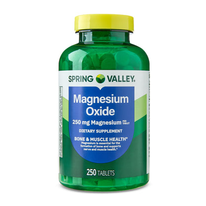 (3 pack) Spring Valley Magnesium Dietary Supplement Tablets for Bone and Muscle Health, 250 mg, 250 Count