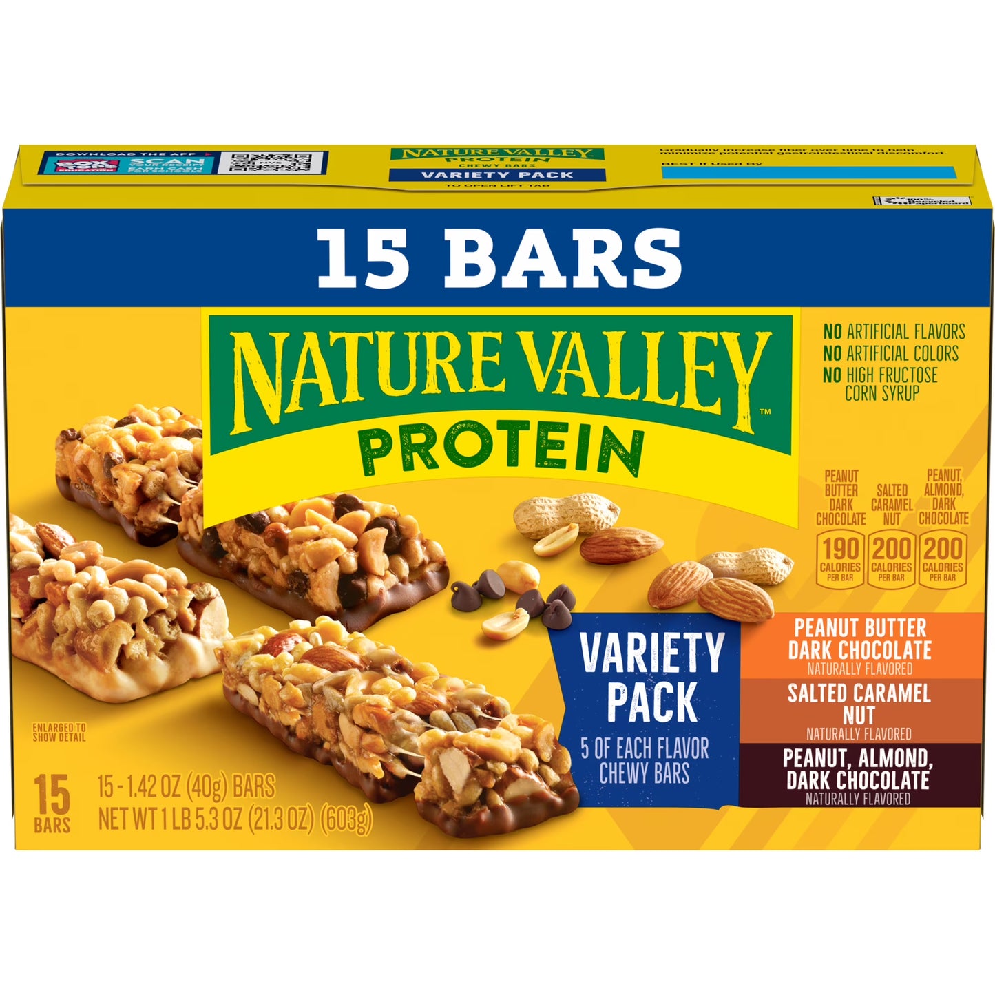 Nature Valley Protein Chewy Snack Bars, Variety Pack, 15 Bars, 21.3 oz
