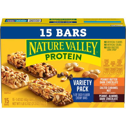 Nature Valley Protein Chewy Snack Bars, Variety Pack, 15 Bars, 21.3 oz