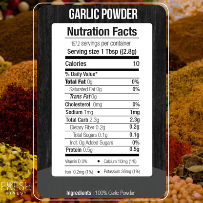 Premium Garlic Powder - 16 oz Bottle - 100% Pure, Non-GMO, Gluten-Free, Ground Garlic Spice for Cooking