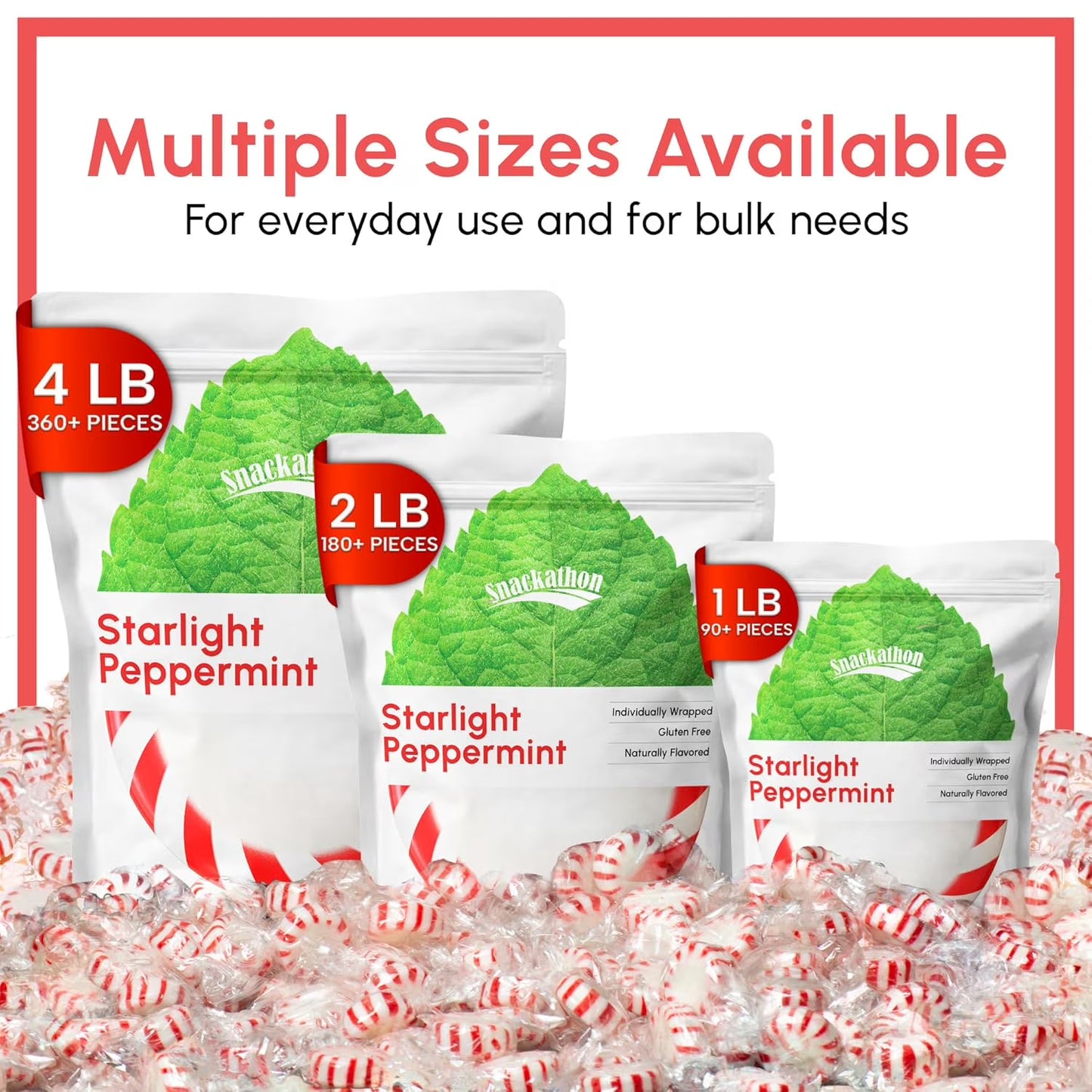 Snackathon Starlight Peppermint Candy, Individually Wrapped, 2 Pound Bag
