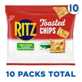 RITZ Toasted Chips Sour Cream and Onion Crackers, Lunch Snacks, 10 Snack Packs