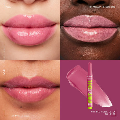 NYX Professional Makeup Fat Oil Slick Click Hydrating Tinted Lip Gloss with Lightweight Hydration, DM Me, 0.07 oz