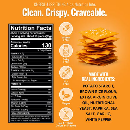Every Body Eat Snack Thins, Cheese-less Flavor, Vegan, Gluten Free and Dairy Free (Pack of 2)
