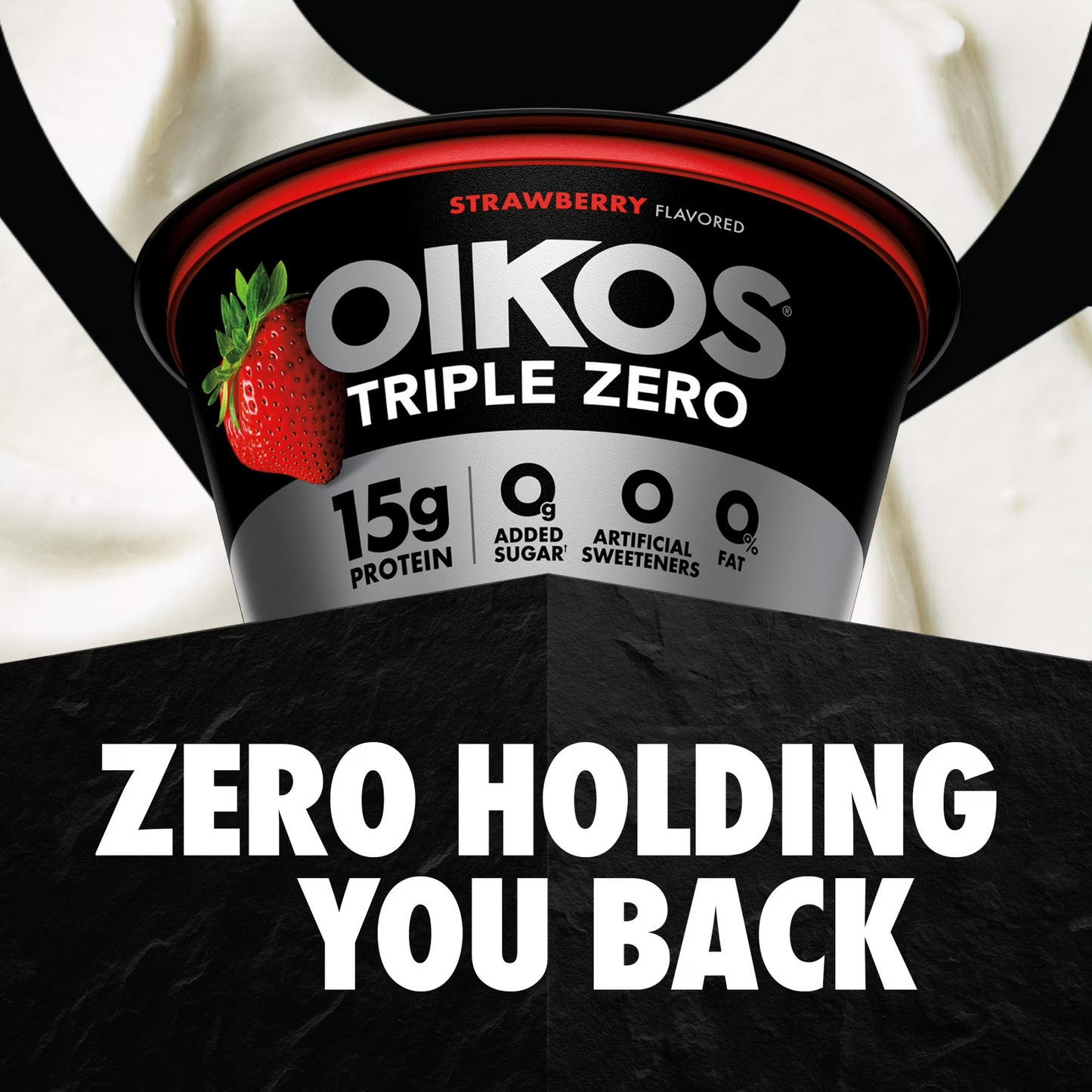 Oikos Triple Zero 15g Protein Fat Free Strawberry Greek Yogurt Cups, 5.3 oz, 4 Ct
