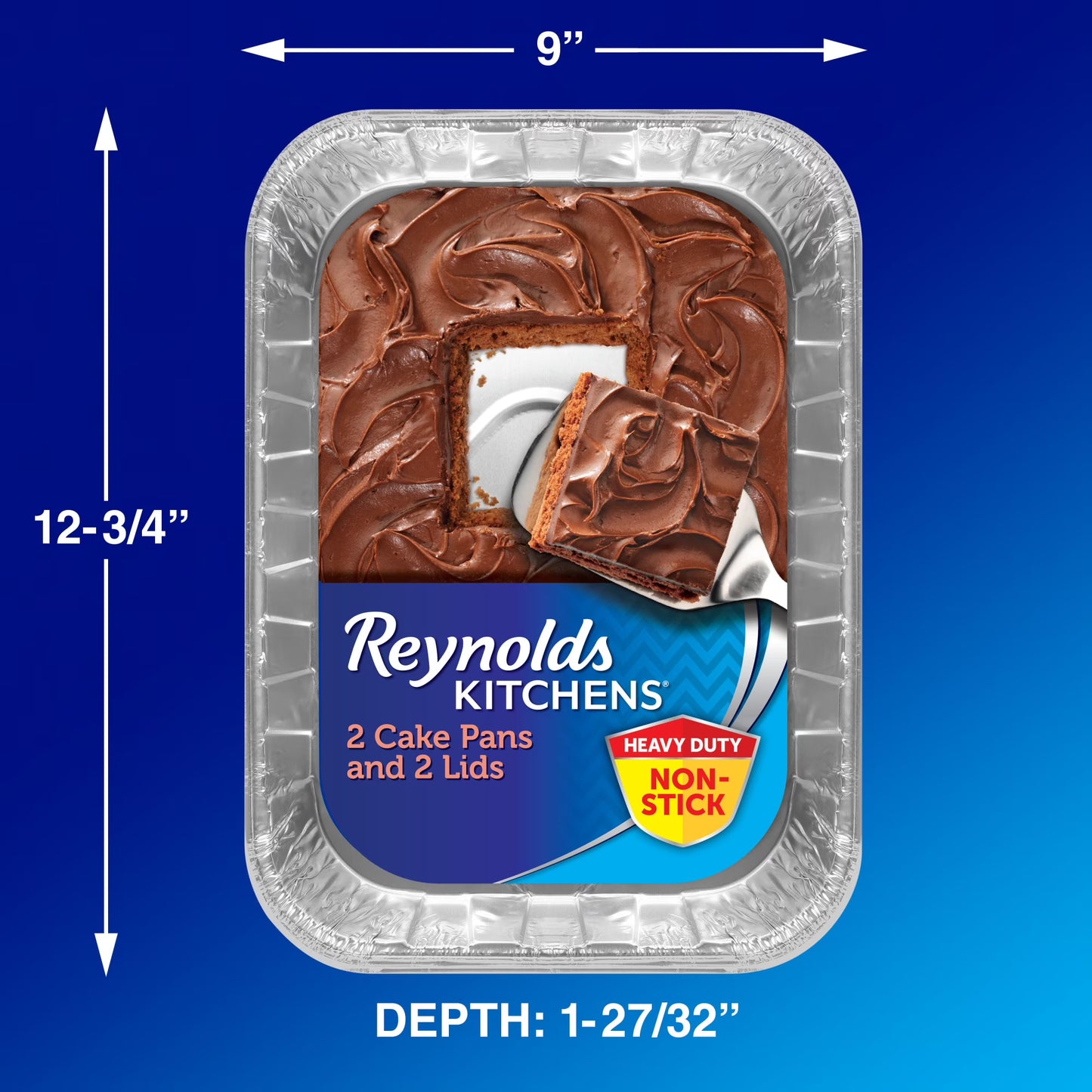 Reynolds Kitchens Non-Stick Disposable Aluminum Baking Pans with Lids, Blue, 13 x 9 in., 2 Count