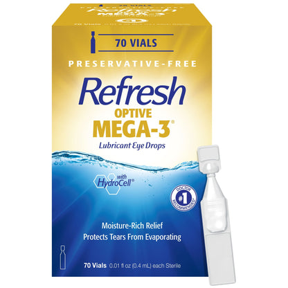 Refresh Optive MEGA-3 Preservative-Free Lubricating Eye Drop, 70 Vials