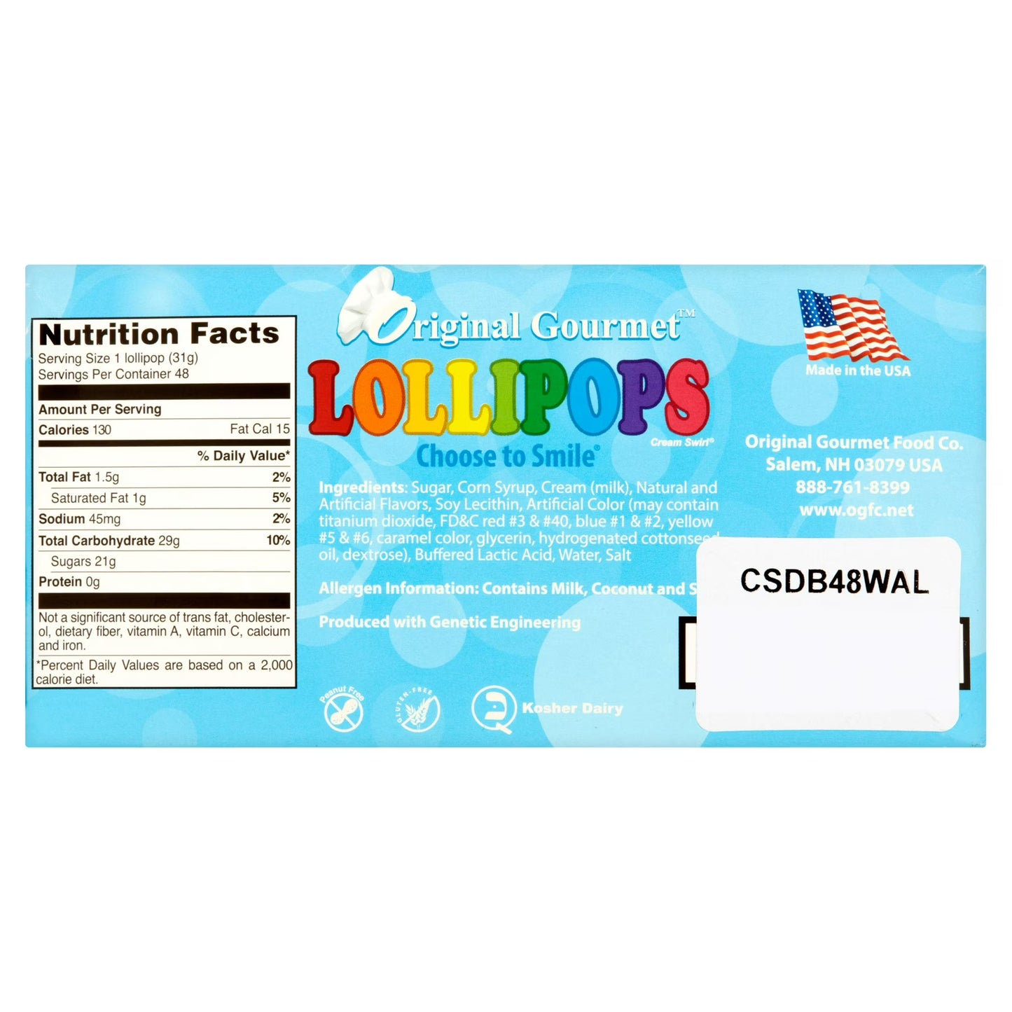 Original Gourmet Cream Swirl Lollipops, 1.1 oz, 48 count