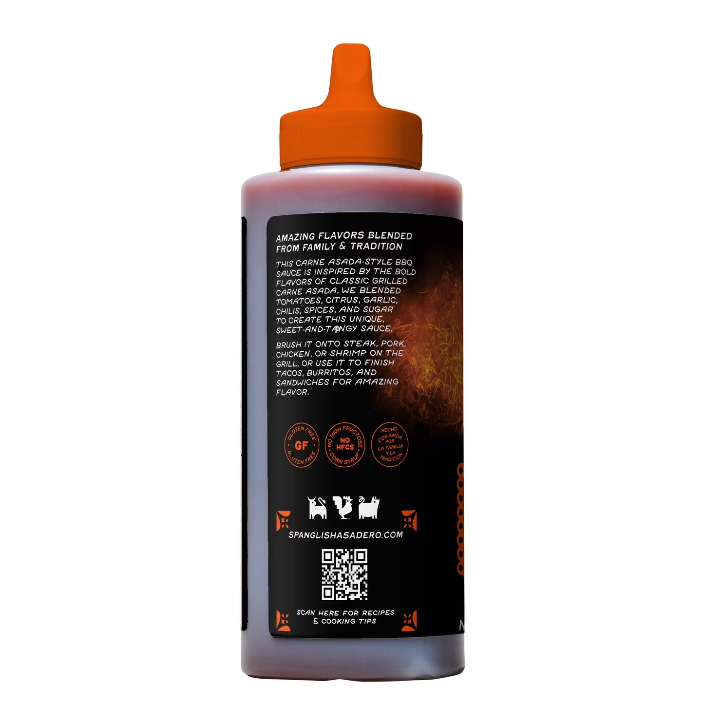 Spanglish Asadero Carne Asada BBQ Sauce for Beef, Pork, and Chicken, 14.8 oz Bottle